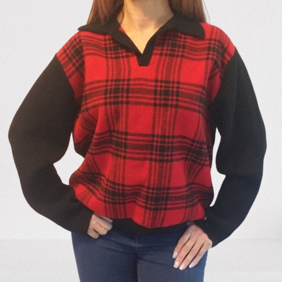 Pendleton Vintage Red Buffalo Plaid Wool Sweater - Picture 13 of 16